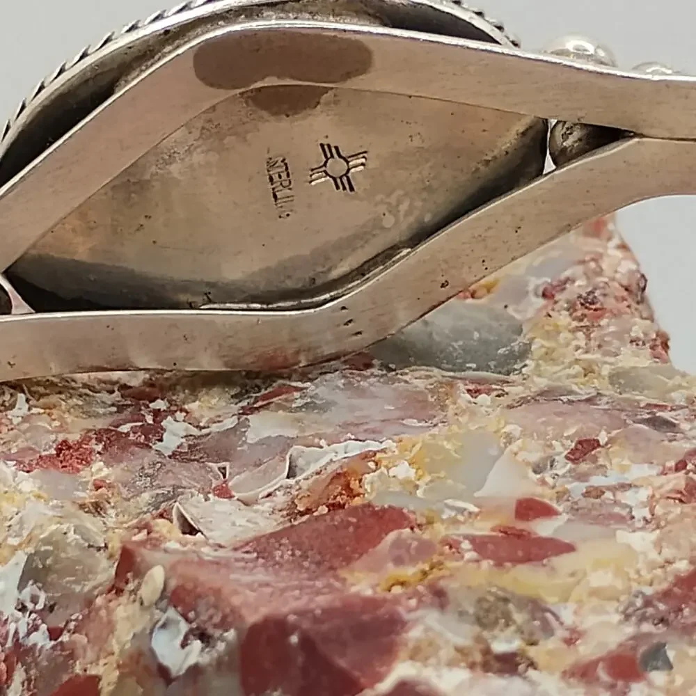 Native American Mother of Pearl and Sterling Silver Cuff - Picture 4 of 8